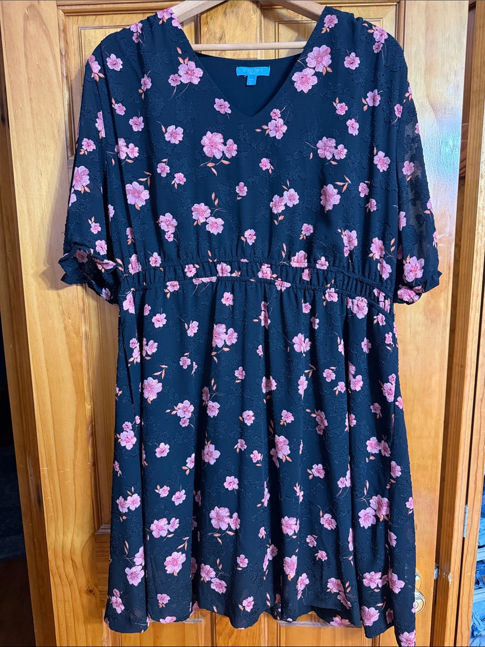 Draper James Black Dress with Pink Floral Print